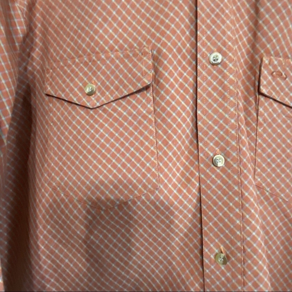Roper Mens Diamond Plaid Orange Western Shirt Long Sleeve Button Down Sz… - Picture 3 of 9